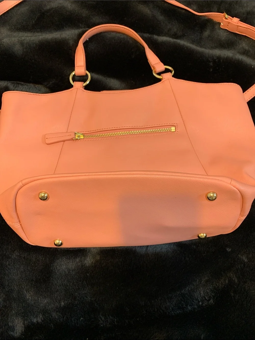 Samantha Vega Coral Tote with Bow Accent and Gold Hardware